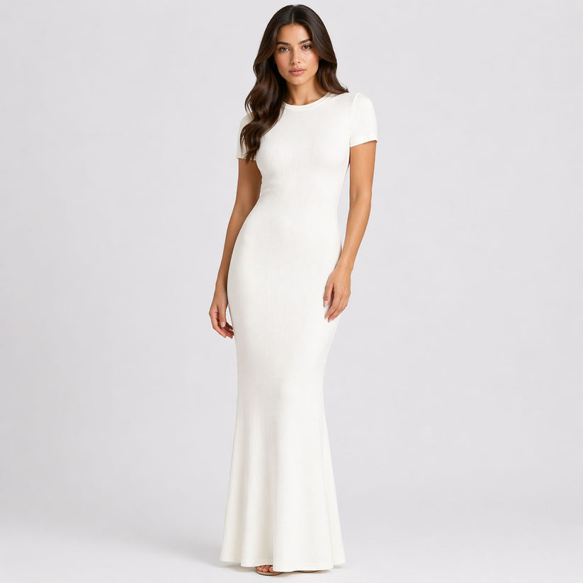 Geripptes T-Shirt-Maxikleid