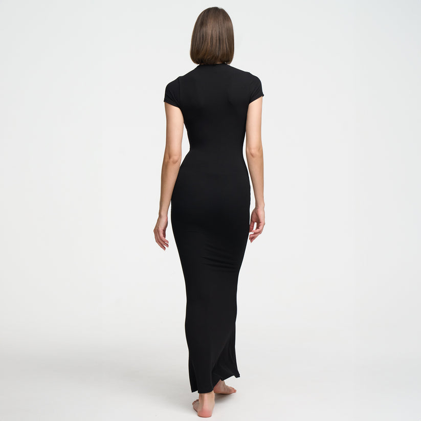 Geripptes T-Shirt-Maxikleid