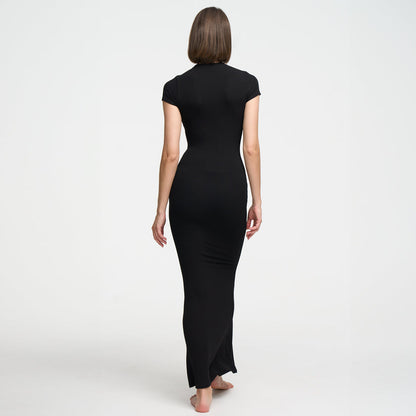 Geripptes T-Shirt-Maxikleid