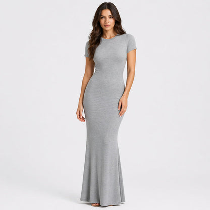 Geripptes T-Shirt-Maxikleid